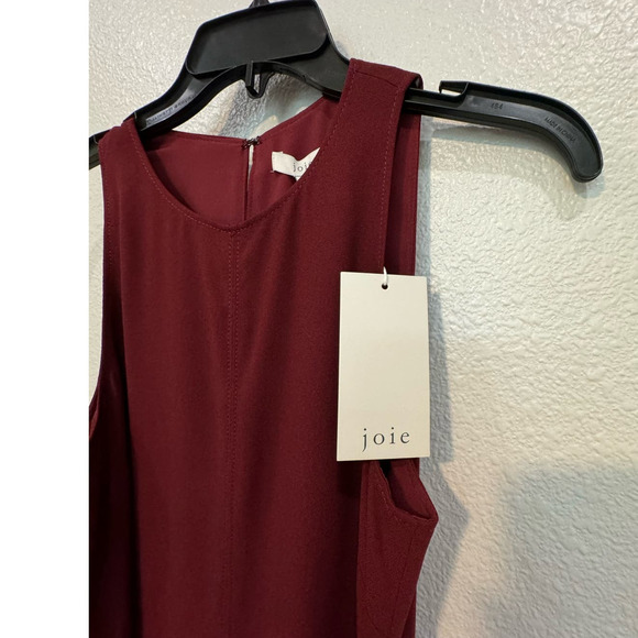 36. JOIE NWT $348 Mairead Tie Waist Crop Culotte Jumpsuit in Garnet Size 4 - Picture 7 of 11